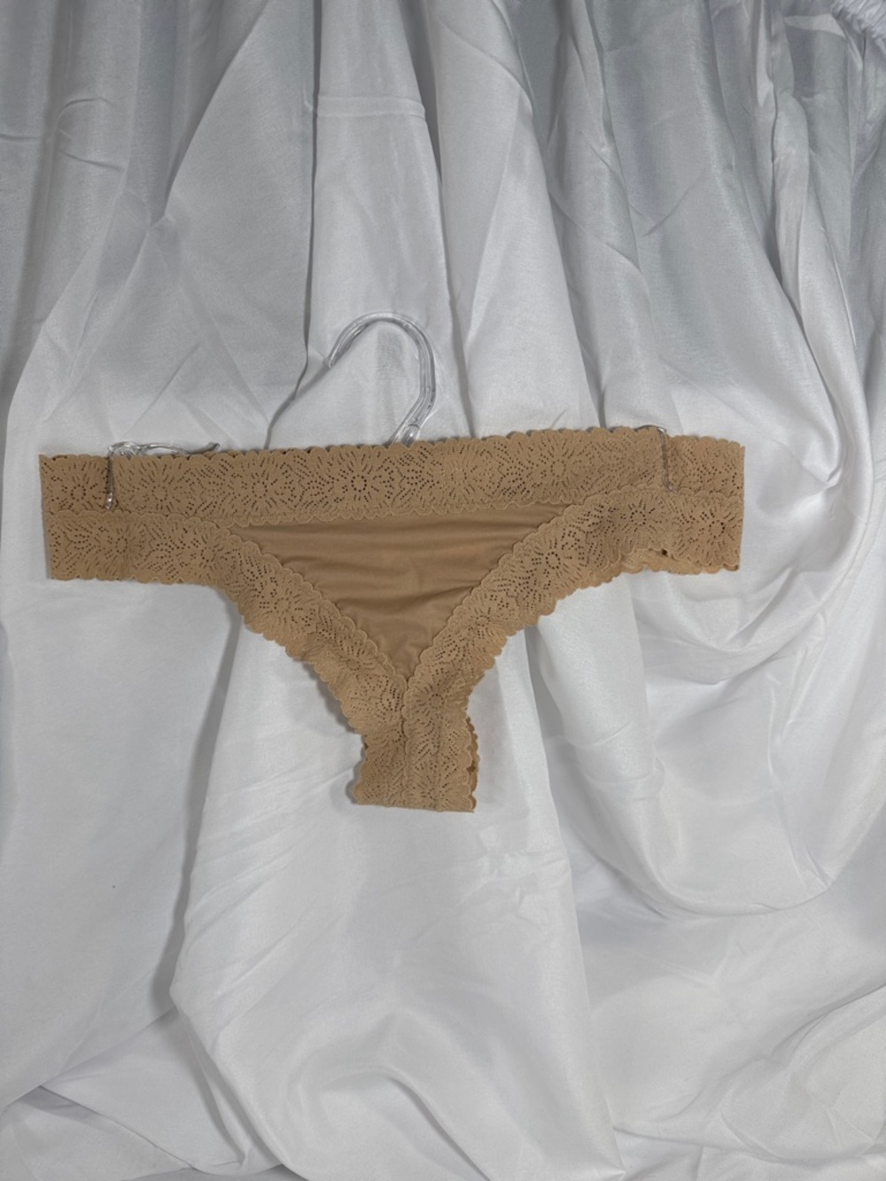 aerie Lace Trim Bikini Briefs in Nude/Tan